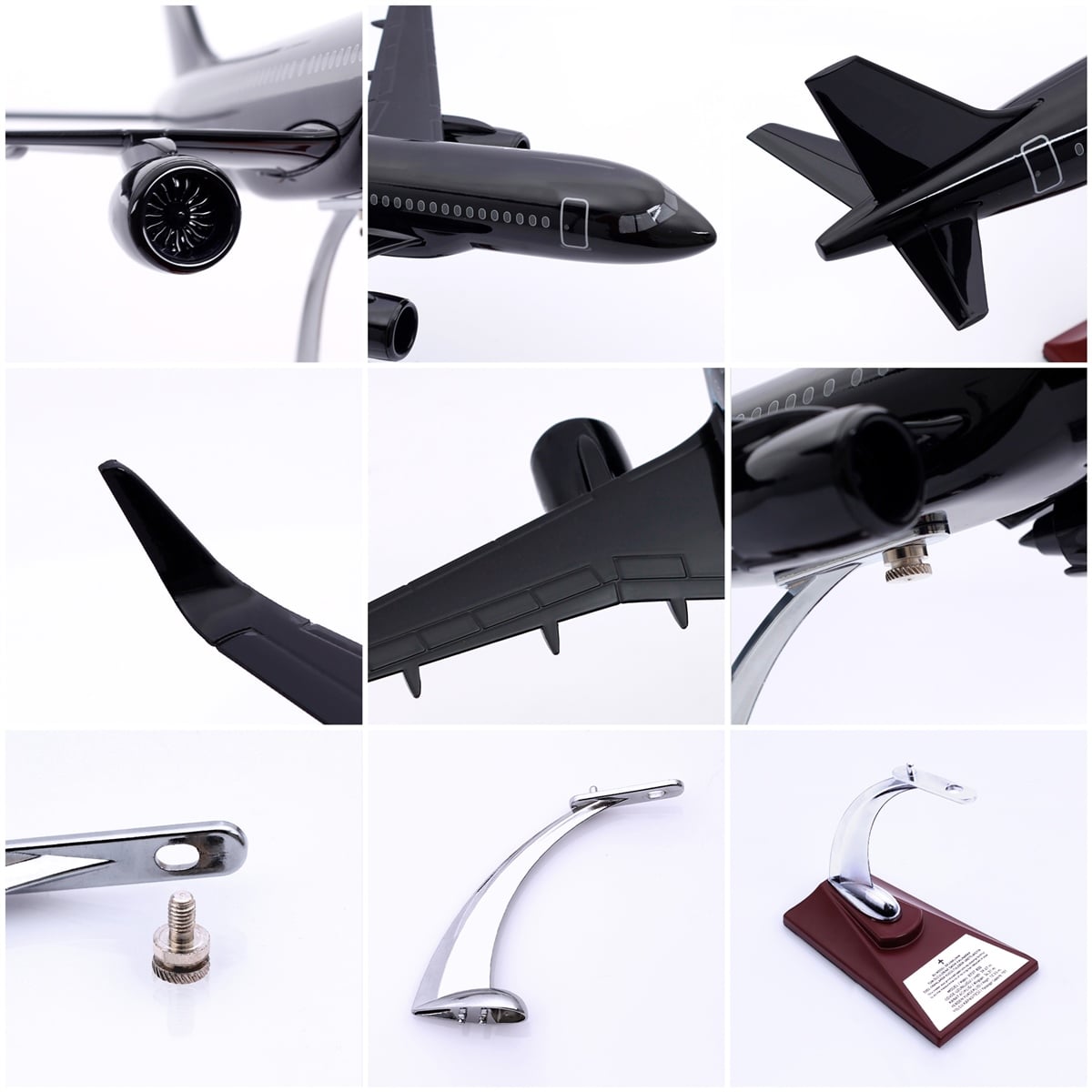 Zekupp - Maket Uçak - Airbus 320-200 1/100 - Siyah Renk ÖZEL TASARIM Model Uçak