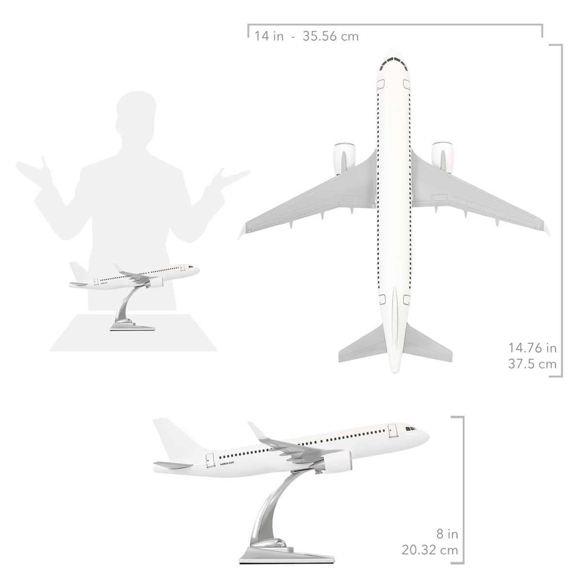 ZekUpp - Maket Uçak, Airbus A320 -200 1/100 - Beyaz ÖZEL TASARIM Model Uçak