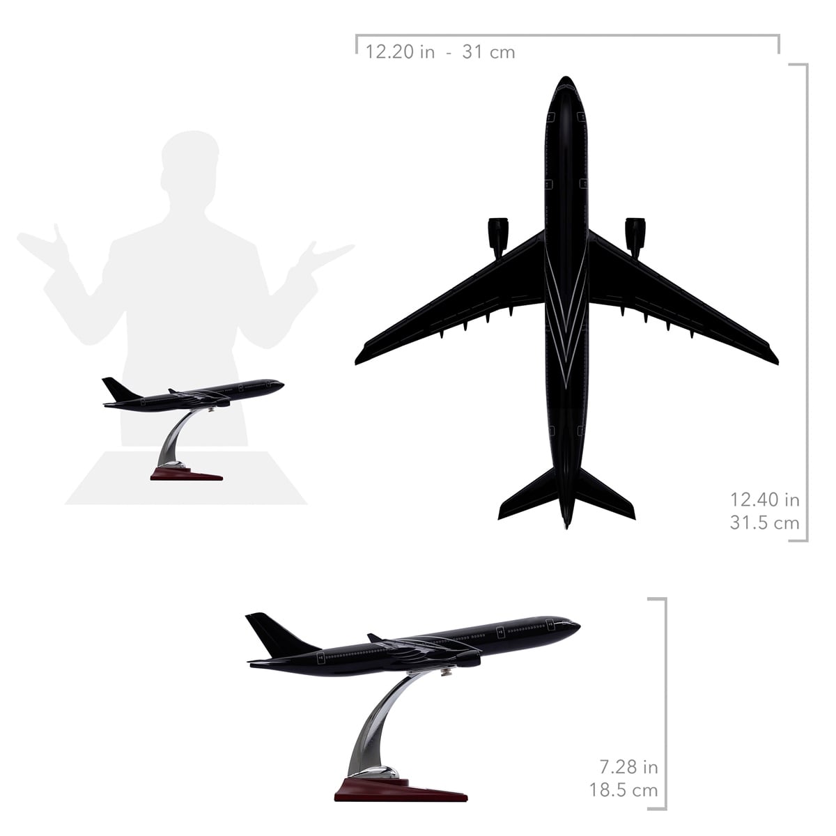 Zekupp - Maket Uçak - Airbus A330-300 1/200 - SİYAH ÖZEL TASARIM Model Uçak