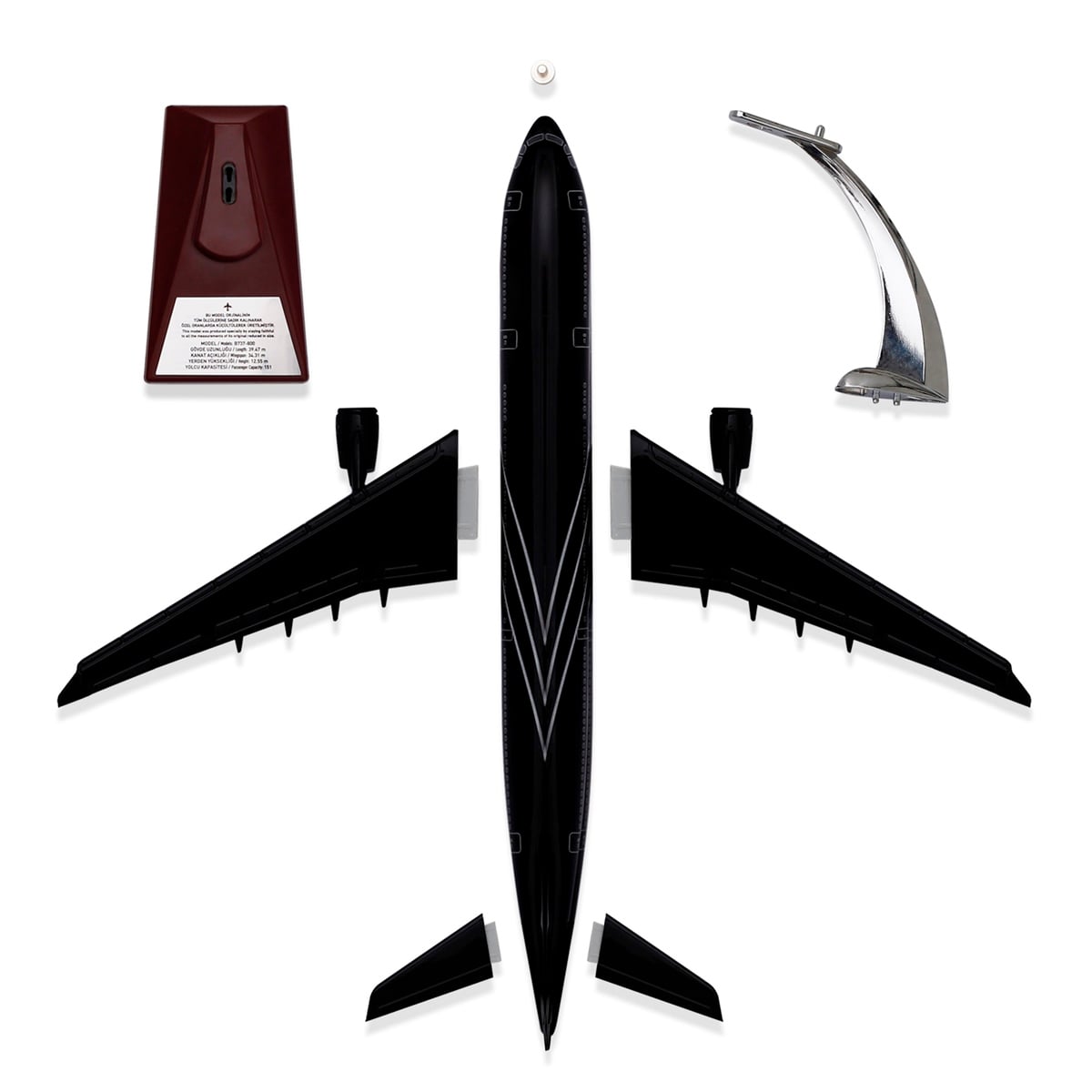 Zekupp - Maket Uçak - Airbus A330-300 1/200 - SİYAH ÖZEL TASARIM Model Uçak