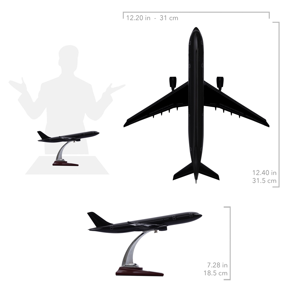 Zekupp - Maket Uçak - Airbus A330-300 1/200 - SİYAH ÖZEL TASARIM Model Uçak