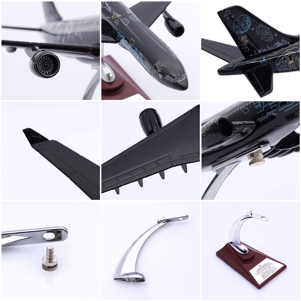 Zekupp - Maket Uçak - Airbus A330-300 1/200 - SİYAH DESENLİ ÖZEL TASARIM Model Uçak