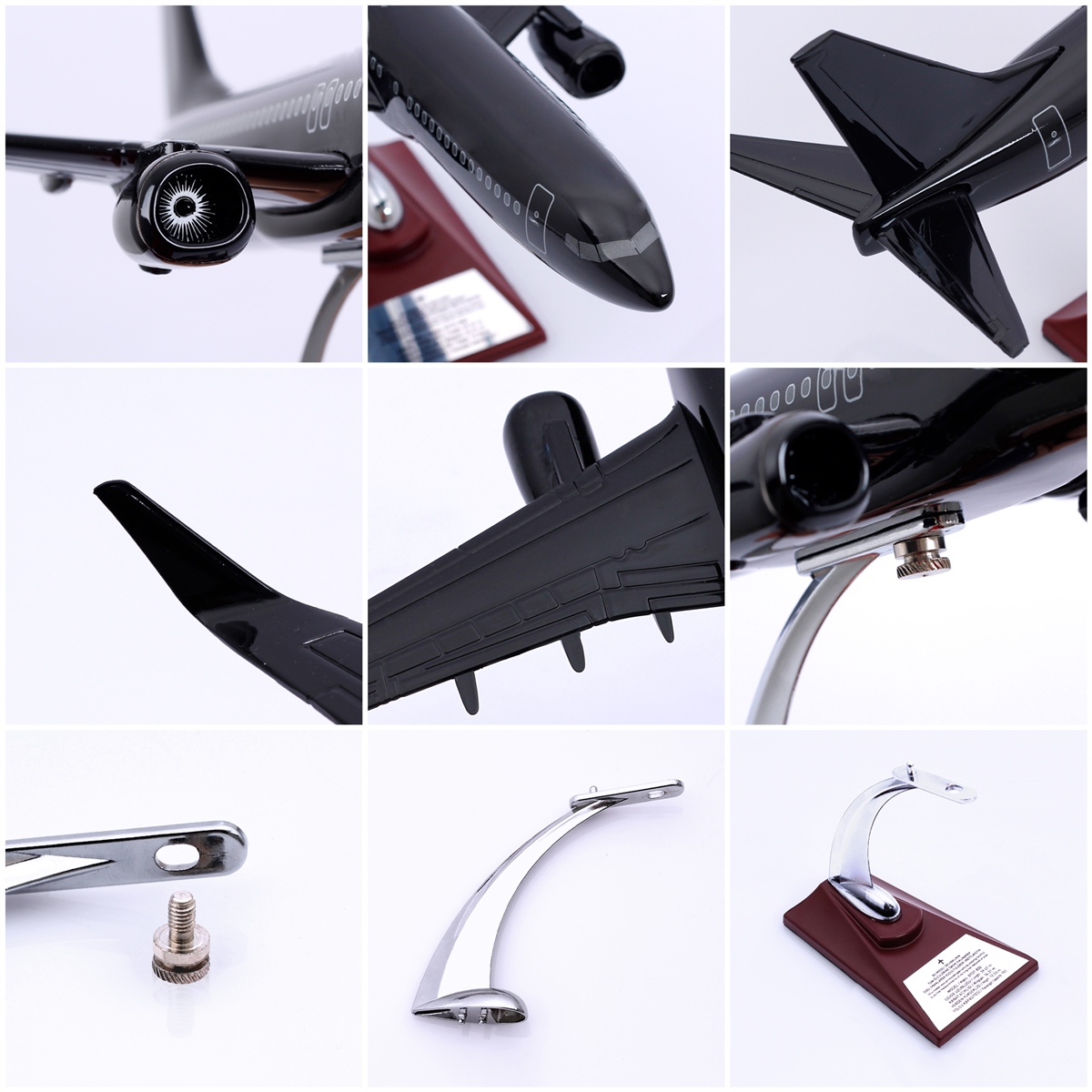 Zekupp - Maket Uçak - Boeing 737-800 1/100 - SİYAH ÖZEL TASARIM Model Uçak
