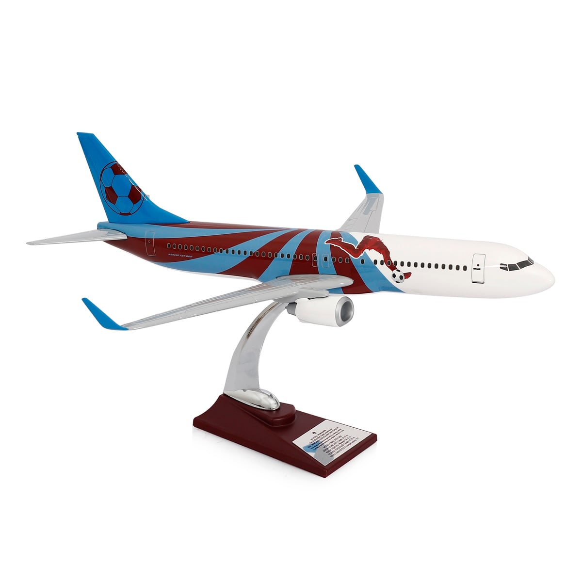 ZekUpp - Maket Uçak - Boeing 737-800 1/100 - BORDO MAVİ TARAFTAR Özel Tasarım Model Uçak
