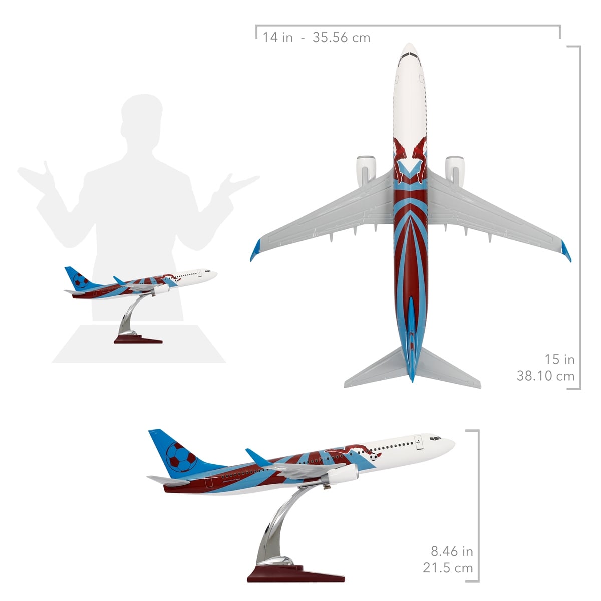 ZekUpp - Maket Uçak - Boeing 737-800 1/100 - BORDO MAVİ TARAFTAR Özel Tasarım Model Uçak