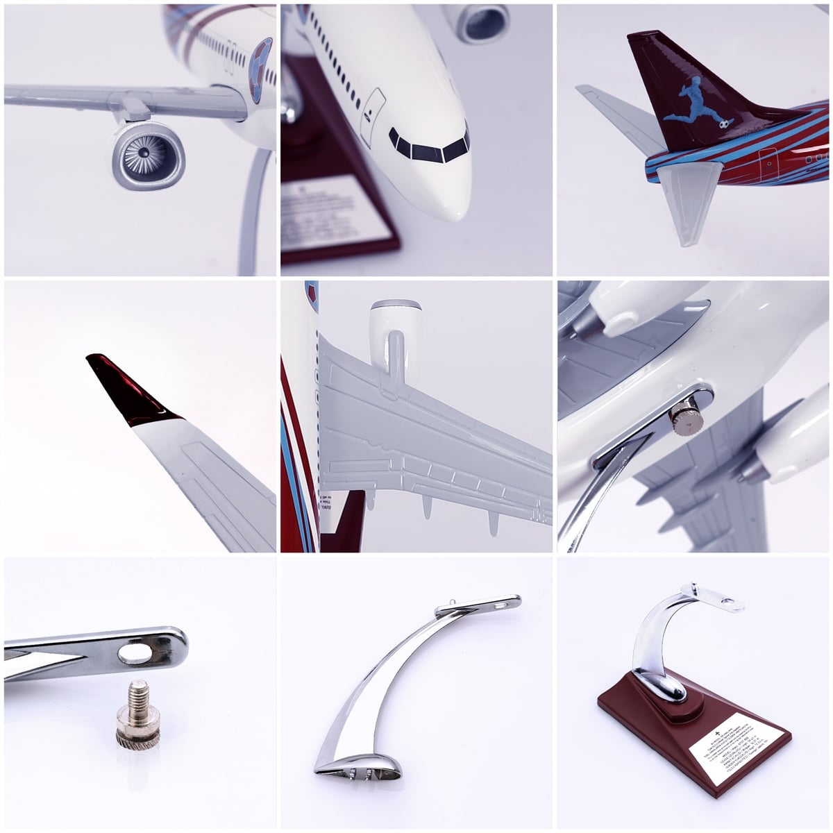 ZekUpp - Maket Uçak - Boeing 737-800 1/100 - BORDO MAVİ TARAFTAR Özel Tasarım Model Uçak