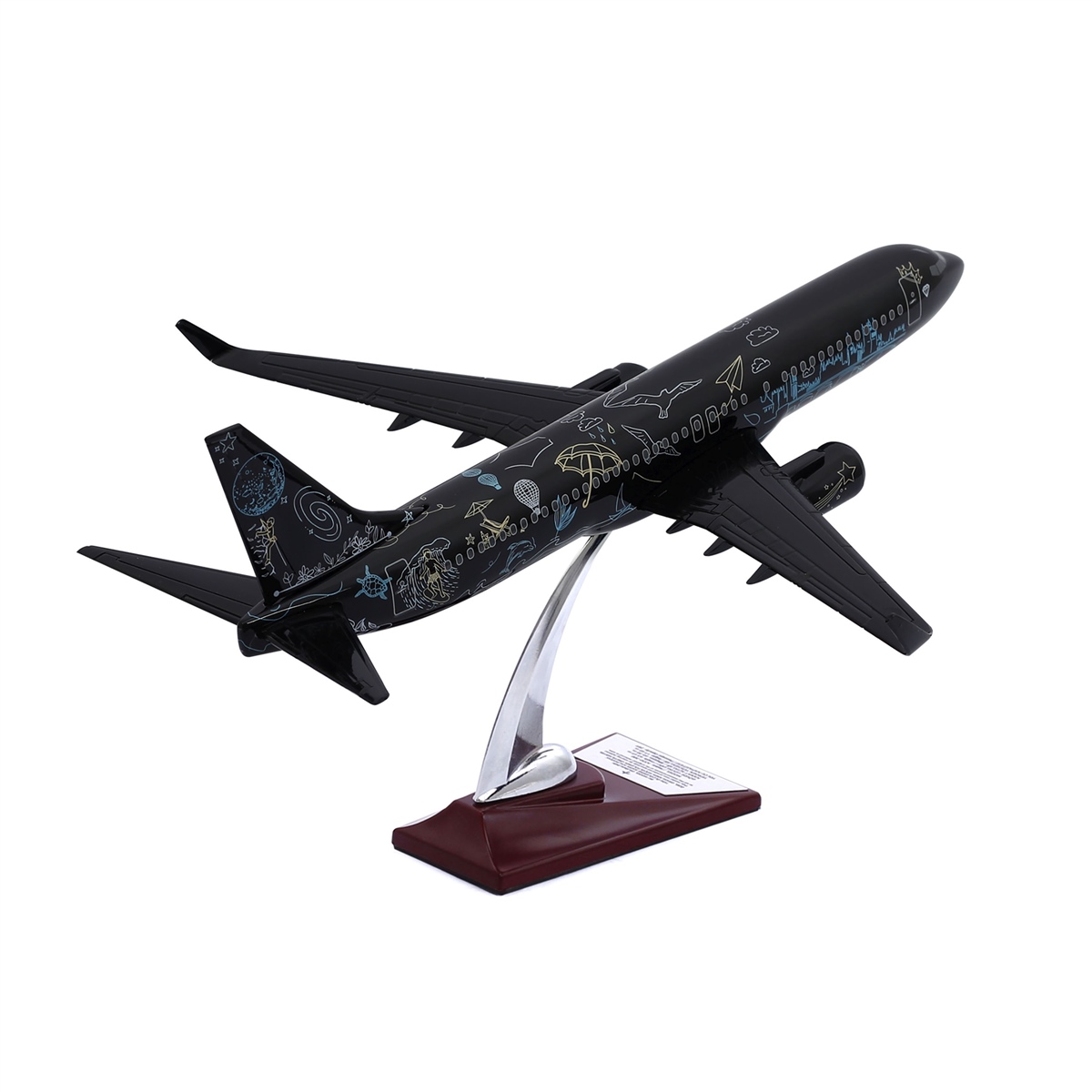 Zekupp - Maket Uçak - Boeing 737-800 1/100 - SİYAH DESENLİ ÖZEL TASARIM Model Uçak