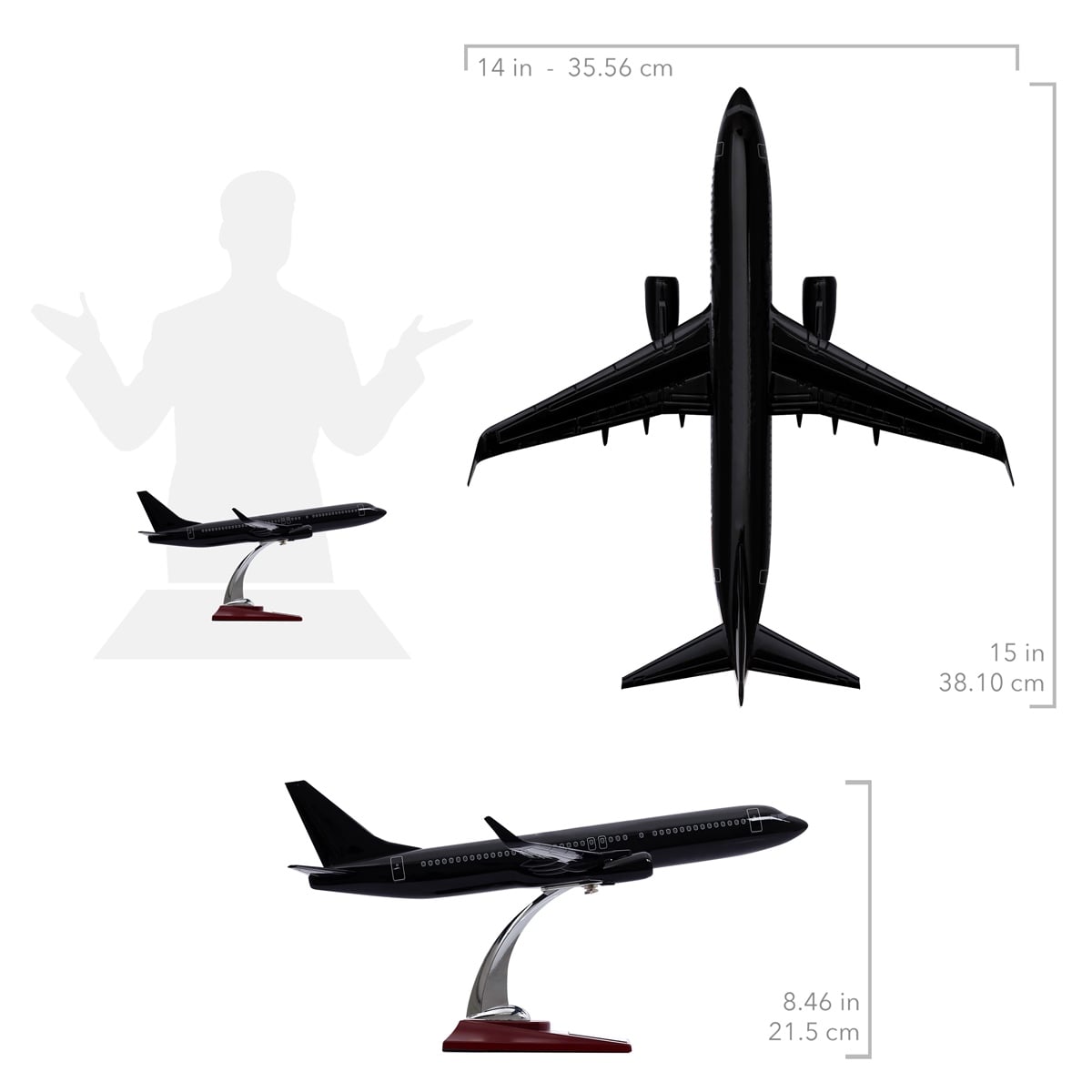 Zekupp - Maket Uçak - Boeing 737-800 1/100 - SİYAH ÖZEL TASARIM Model Uçak