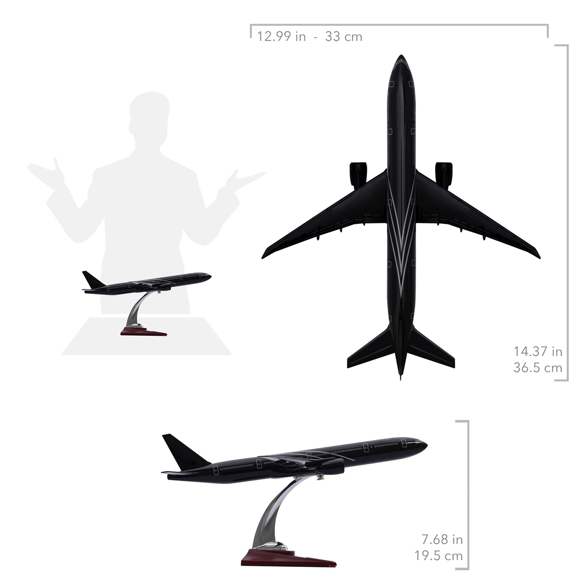Zekupp - Maket Uçak - Boeing 777-300 1/200 - SİYAH ÖZEL TASARIM Model Uçak