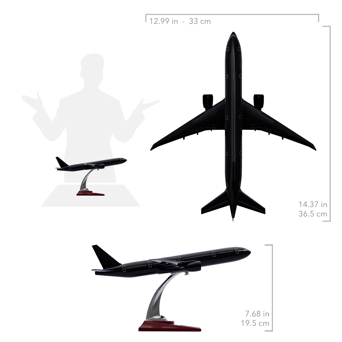 Zekupp - Maket Uçak - Boeing 777-300 1/200 - SİYAH ÖZEL TASARIM Model Uçak