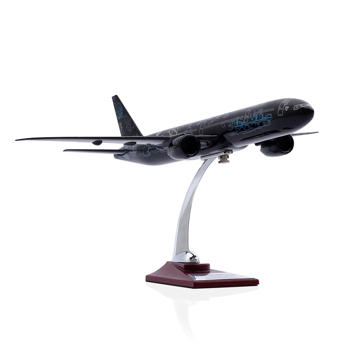 Zekupp - Maket Uçak - Boeing 777-300 1/200 - SİYAH DESENLİ ÖZEL TASARIM Model Uçak