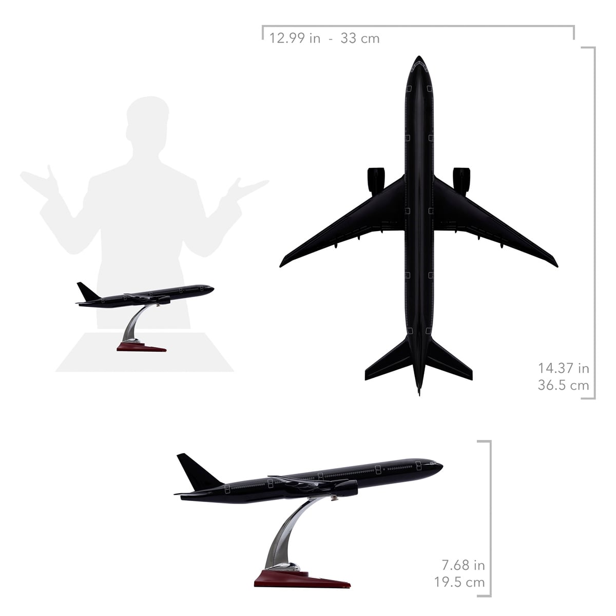 Zekupp - Maket Uçak - Boeing 777-300 1/200 - SİYAH ÖZEL TASARIM Model Uçak