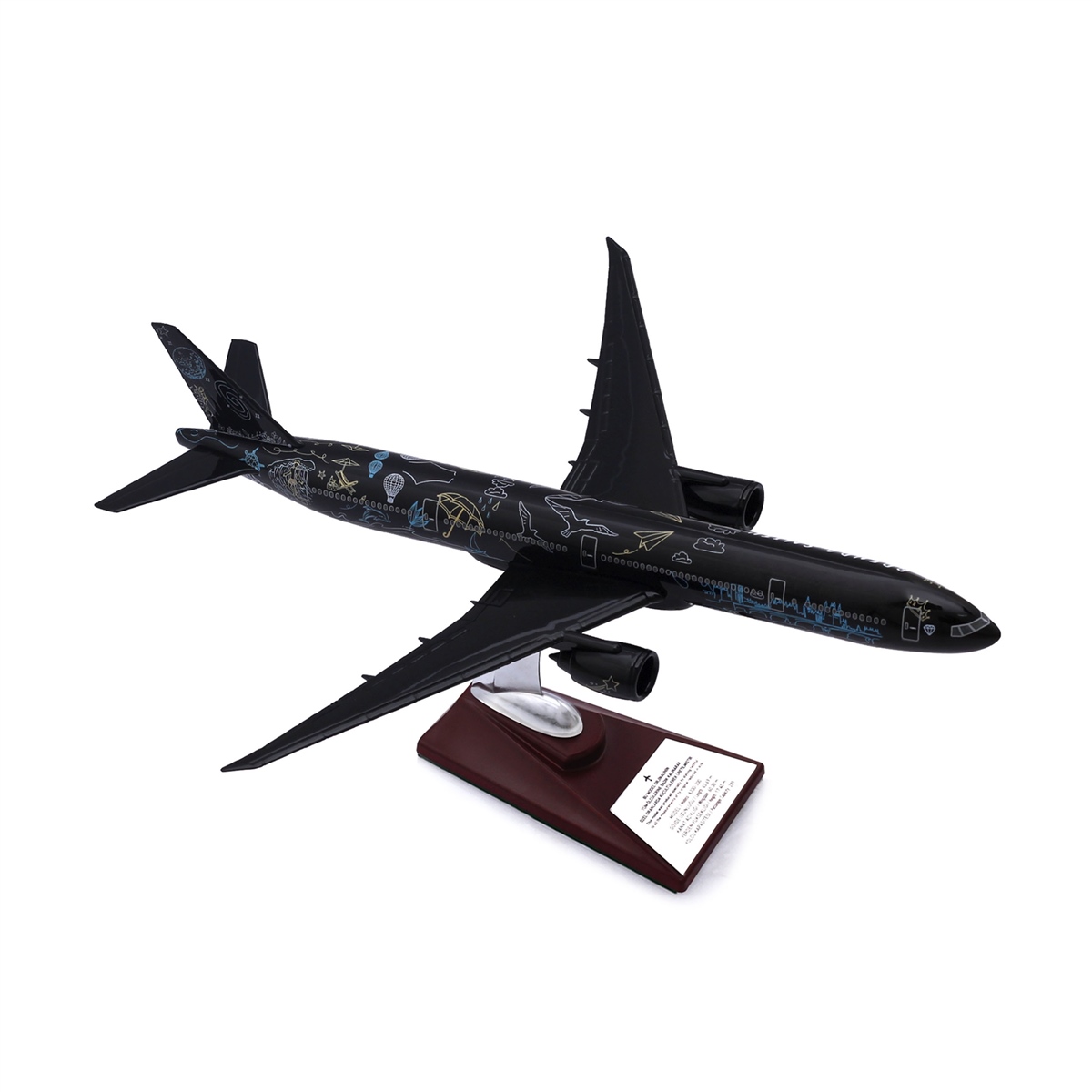 Zekupp - Maket Uçak - Boeing 777-300 1/200 - SİYAH DESENLİ ÖZEL TASARIM Model Uçak