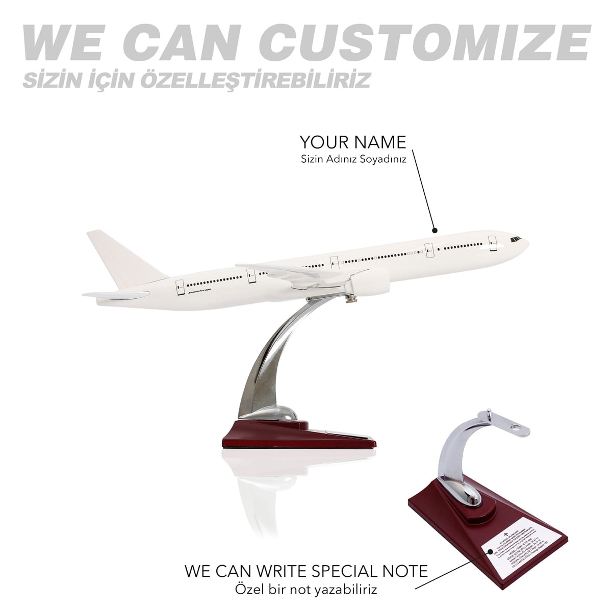 Zekupp - Maket Uçak - Boeing 777-300 1/200 - BEYAZ ÖZEL TASARIM Model Uçak