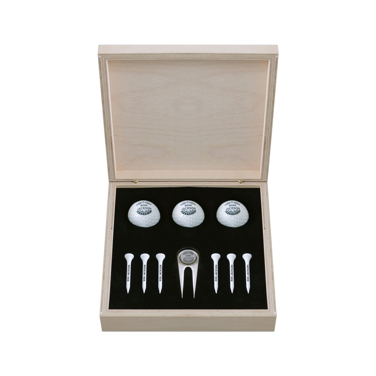 Zekupp Profesyonel 3 Golf Topu 6 Tee ve Marker Ahşap Kutulu Set