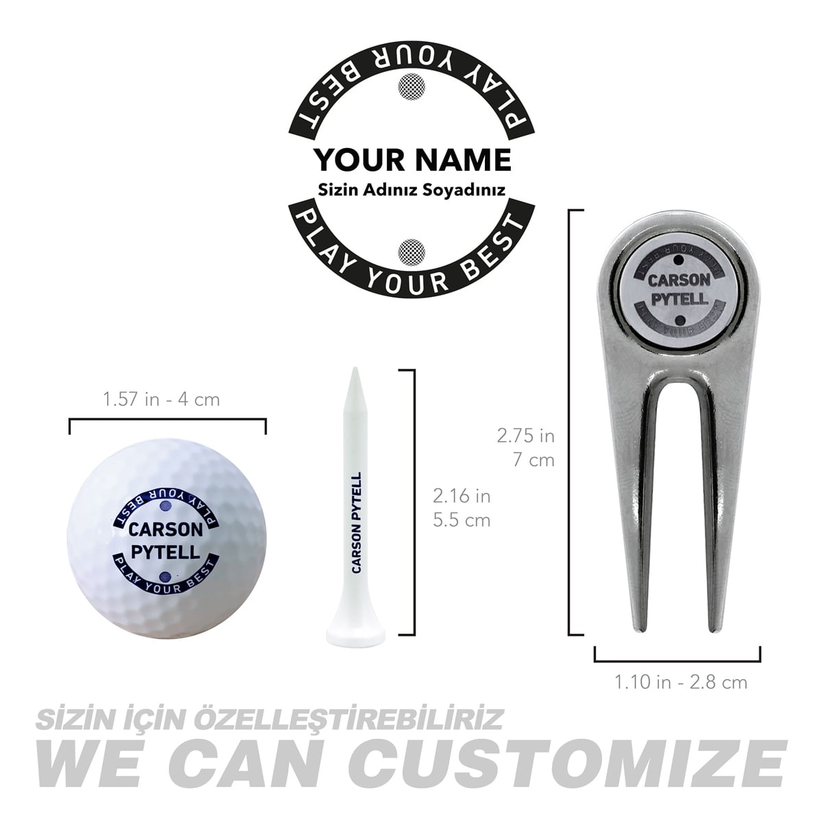 Zekupp Profesyonel 3 Golf Topu 6 Tee ve Marker Ahşap Kutulu Set