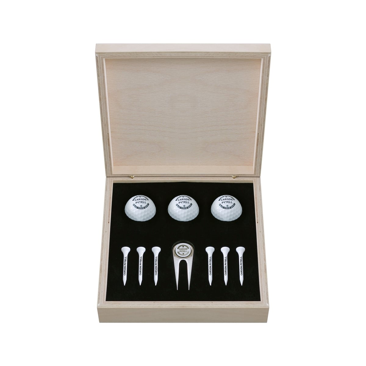 Zekupp Profesyonel 3 Golf Topu 6 Tee ve Marker Ahşap Kutulu Set