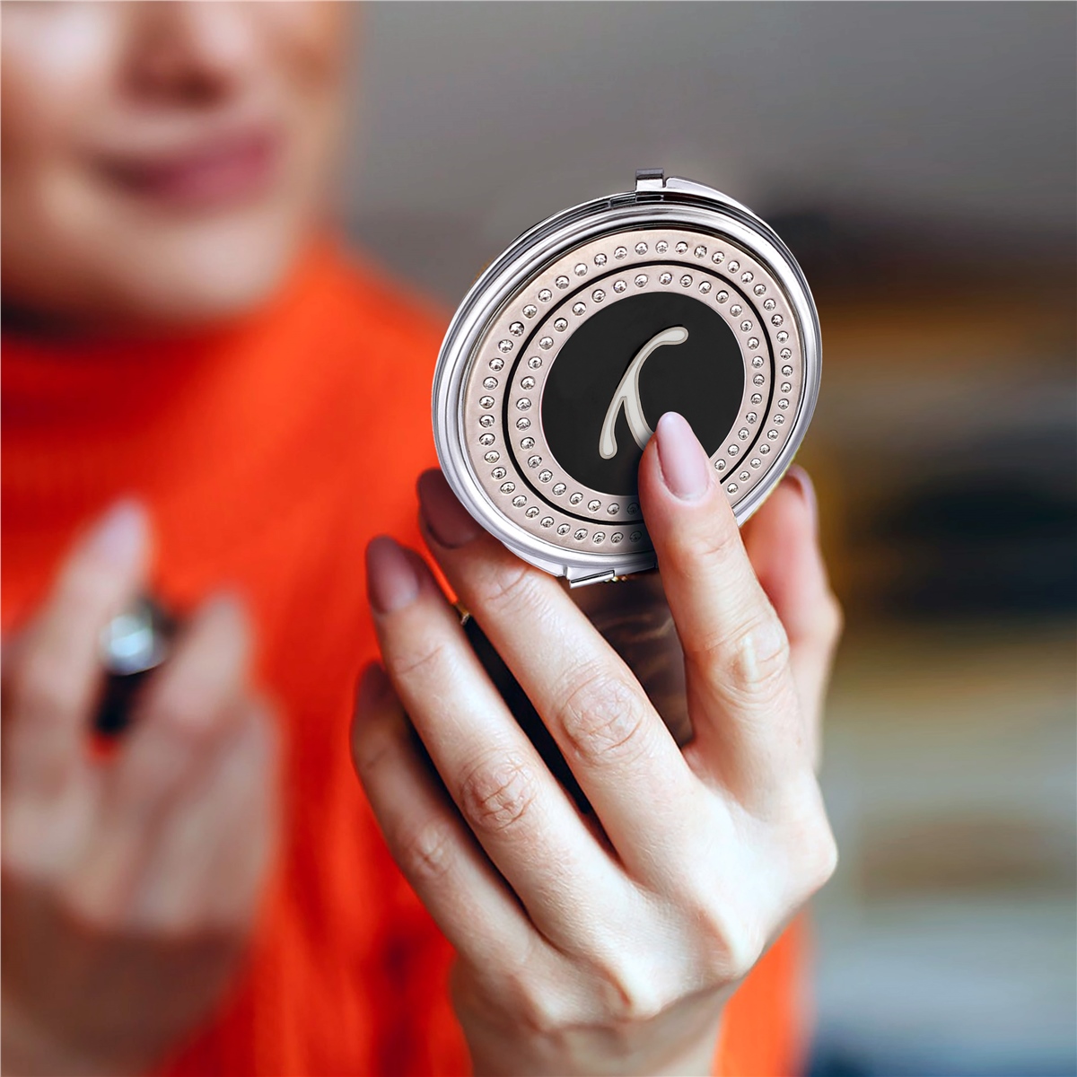 Zekupp Retro Y Harfli İşlemeli Makyaj Aynası