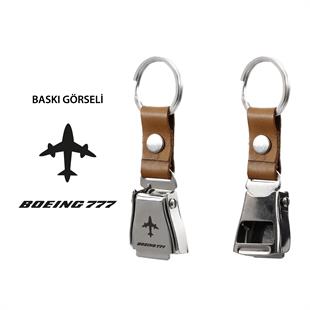 Zekupp Boeing 777 Uçak Tasarımlı Şişe Açacağı Özellikli Taba Renk  Emniyet Kemeri Anahtarlık 