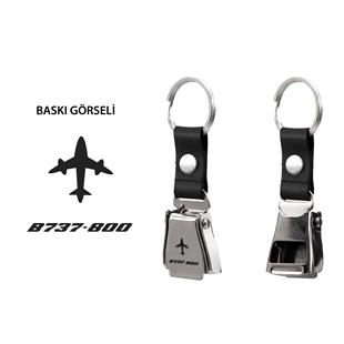 Zekupp B737-800 Uçak Tasarımlı Şişe Açacağı Özellikli Siyah Renk  Emniyet Kemeri Anahtarlık