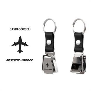 Zekupp B777-300 Uçak Tasarımlı Şişe Açacağı Özellikli Siyah Renk  Emniyet Kemeri Anahtarlık