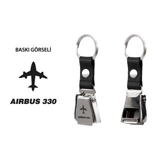 Zekupp Airbus A330 Uçak Tasarımlı Şişe Açacağı Özellikli Siyah Renk  Emniyet Kemeri Anahtarlık
