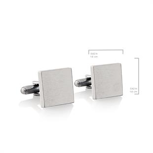 Zekupp Lazer İşlemeli Çift Harf Detaylı Siyah Gri Kutulu Kol Düğmesi