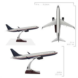 Zekupp Boeing 737-800 1/100 Ölçekli Gümüş Şeritli Model Uçak