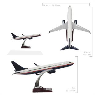 Zekupp Boeing 737-800 1/100 Ölçekli Beyaz Şeritli Tasarım Model Uçak