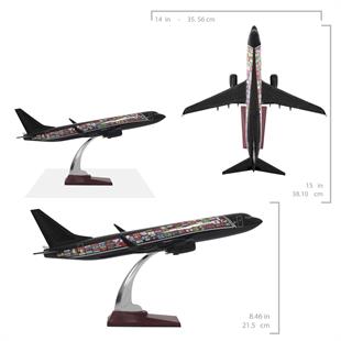 Zekupp Boeing 737 - 800 1/100 Ölçekli Ülke Bayrakları Temalı Siyah Renkli Maket Uçak