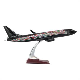 Zekupp Boeing 737 - 800 1/100 Ölçekli Ülke Bayrakları Temalı Siyah Renkli Maket Uçak