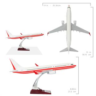 Zekupp Boeing 737-800 1/100 Ölçek Kırmızı Çizgili Beyaz Maket Uçak
