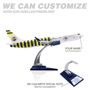Zekupp Boeing 737-800 1/100 Ölçek Fenerbahçe Lisanslı Çubuklu Tasarım Maket Uçak