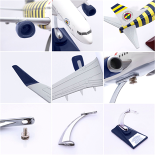 Zekupp Boeing 737-800 1/100 Ölçek Fenerbahçe Lisanslı Çubuklu Tasarım Maket Uçak