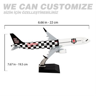 Zekupp Airbus 321 1/200 Ölçek Beşiktaş Lisanslı Damalı Tasarım Maket Uçak