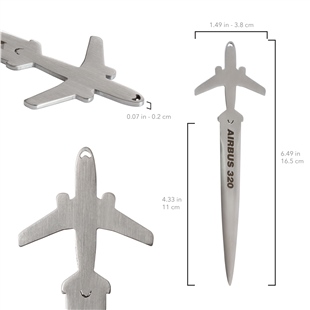 Zekupp Airbus A320 Zarf Açacağı, Uçak Modeli Koleksiyon Hediyesi Mektup Açacağı, Gümüş Gri Metalik El Yapımı Zarf Açacağı, El Yapımı Hediye