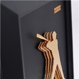 Zekupp Beyzbol Severler İçin Ahşap Tablo, Duvar Dekorasyonu El Yapımı Tablo, Altın Renkte Ahşap Tablo Ev Hediyesi, 3 Boyutlu Çerçeve Tablo