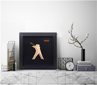 Zekupp Beyzbol Severler İçin Ahşap Tablo, Duvar Dekorasyonu El Yapımı Tablo, Altın Renkte Ahşap Tablo Ev Hediyesi, 3 Boyutlu Çerçeve Tablo