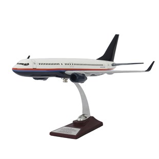 Zekupp Boeing 737-800 1/100 Ölçekli Beyaz Şeritli Tasarım Model Uçak