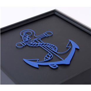 Zekupp Gemi Çapası Temalı Ahşap Tablo, Duvar Dekorasyonu El Yapımı Tablo Hediyesi, Mavi Renkte Ahşap Çerçeve Ev Hediyesi, 3 Boyutlu Tablo