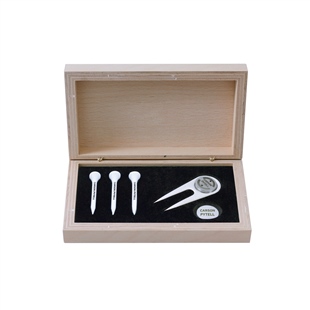 Zekupp Profesyonel Marker ve 3 Tee Ahşap Kutu Golf Seti