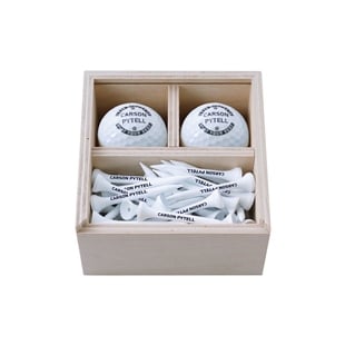 Zekupp Profesyonel 2 Top ve 50 Tee Sürgülü Ahşap Kutu Kişiye Özel Golf Seti