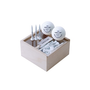 Zekupp Profesyonel 2 Top ve 50 Tee Sürgülü Ahşap Kutu Kişiye Özel Golf Seti