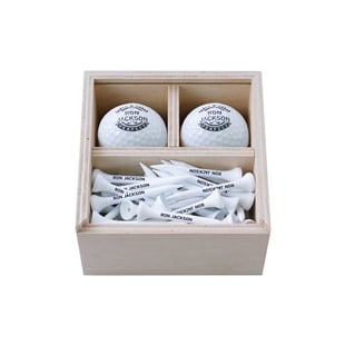 Zekupp Profesyonel 2 Top ve 50 Tee Sürgülü Ahşap Kutu Kişiye Özel Golf Seti