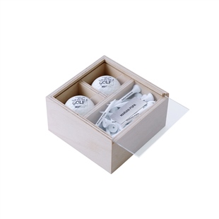 Zekupp Profesyonel 2 Top ve 50 Tee Sürgülü Ahşap Kutu Kişiye Özel Golf Seti