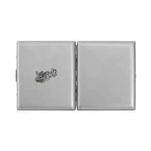 Zekupp Gümüş Gri Sevimli Köpek Temalı Metal Sigara Tabakası