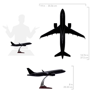 Zekupp - Maket Uçak - Airbus 320-200 1/100 - SİYAH ÖZEL TASARIM Model Uçak