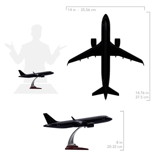 Zekupp - Maket Uçak - Airbus 320-200 1/100 - Siyah Renk ÖZEL TASARIM Model Uçak