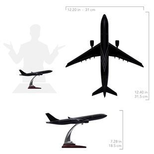 Zekupp - Maket Uçak - Airbus A330-300 1/200 - SİYAH ÖZEL TASARIM Model Uçak