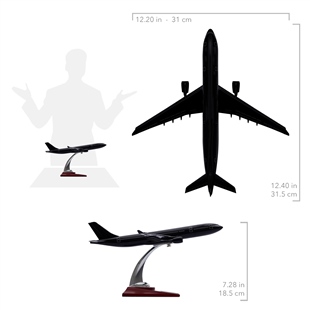 Zekupp - Maket Uçak - Airbus A330-300 1/200 - SİYAH ÖZEL TASARIM Model Uçak